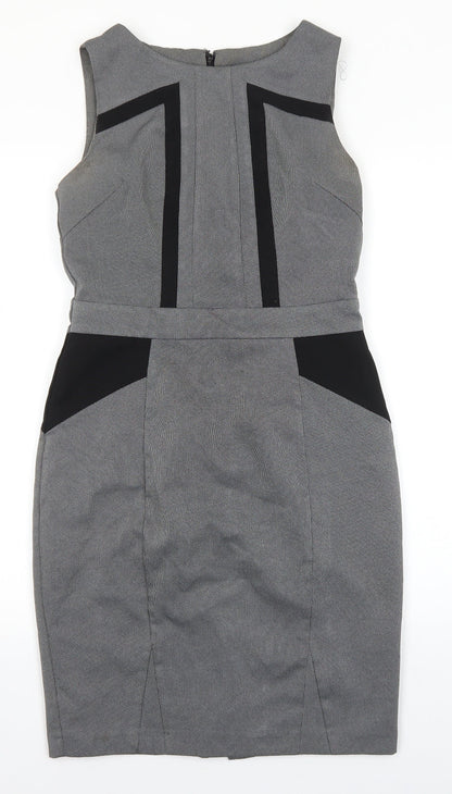 Atmosphere Womens Grey Polyester A-Line Size 10 Round Neck Zip
