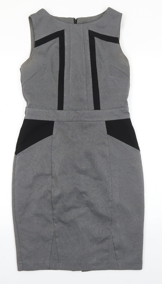 Atmosphere Womens Grey Polyester A-Line Size 10 Round Neck Zip