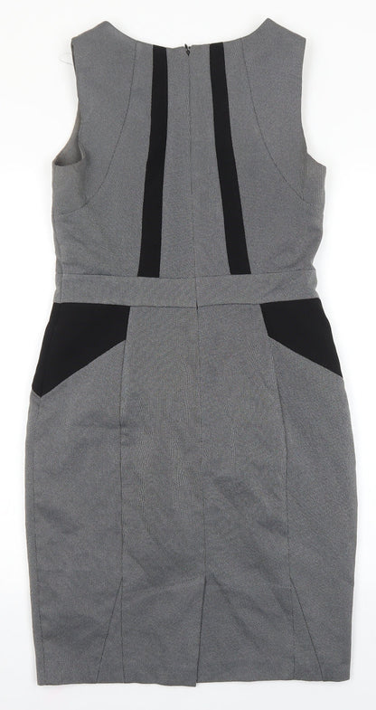 Atmosphere Womens Grey Polyester A-Line Size 10 Round Neck Zip