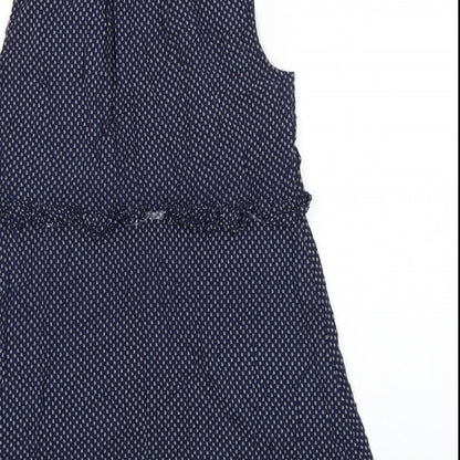 H&M Womens Blue Geometric Viscose A-Line Size 12 Mock Neck Tie