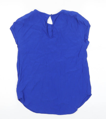 Womens UK Size 4 H&M Blue Basic T-Shirt