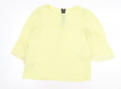 Womens UK Size M Preworn Yellow Basic Blouse