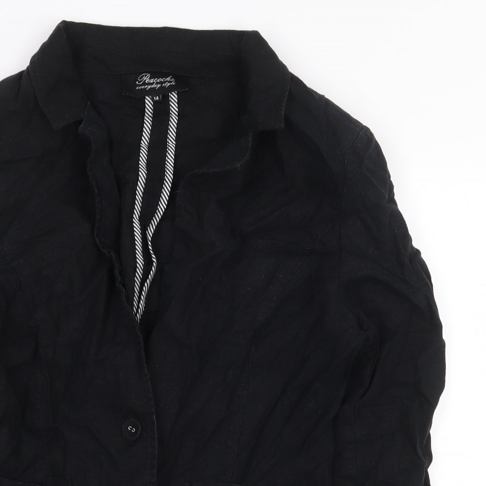 Peacocks Womens Black Jacket Size 14 Button