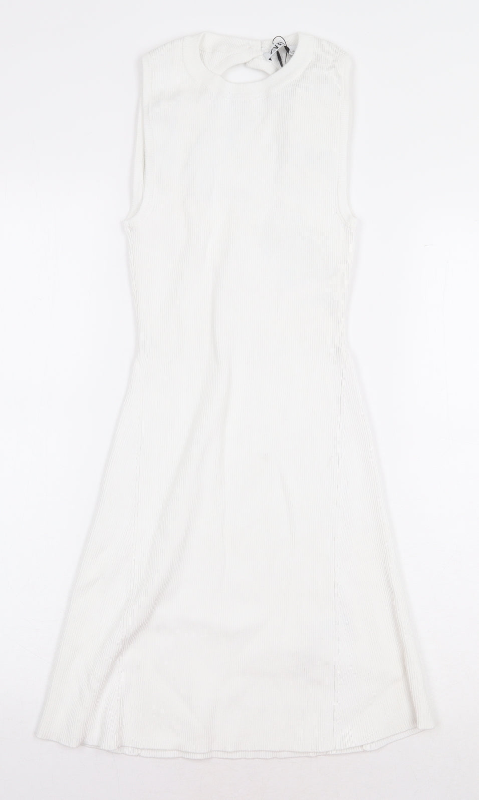 Zara Womens White Polyamide A-Line Size S Round Neck Pullover