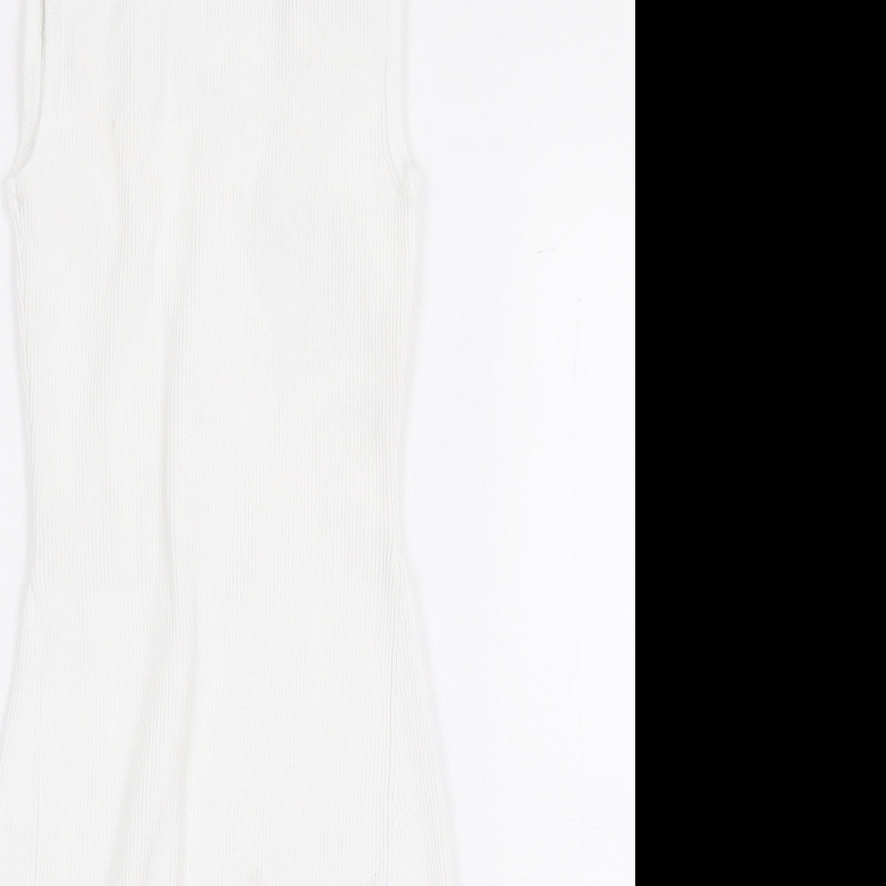 Zara Womens White Polyamide A-Line Size S Round Neck Pullover