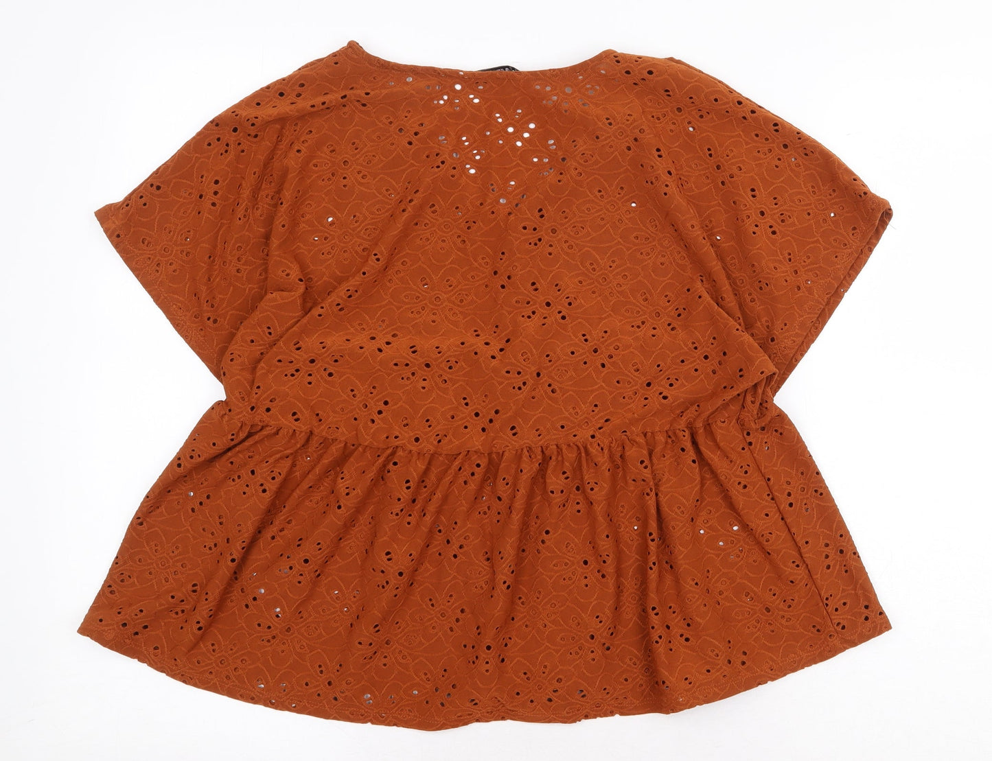Nanette Lepore Womens Brown Geometric Polyester Basic Blouse Size S V-Neck