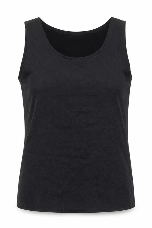 Rafale London Womens Black Polyester Basic Tank Size 10 Scoop Neck