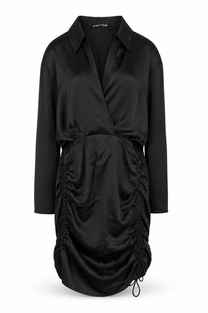 Zara Knit Womens Black Polyester Shirt Dress Size S Collared Zip