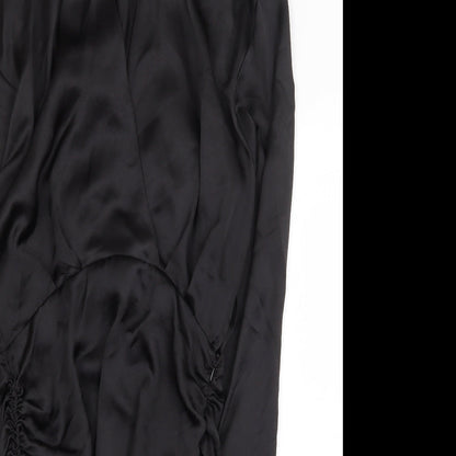 Zara Knit Womens Black Polyester Shirt Dress Size S Collared Zip