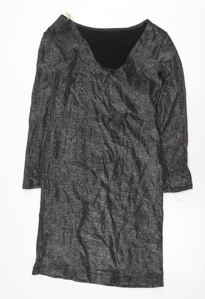 Preworn Womens Silver Nylon Shift Size 16 Scoop Neck Pullover