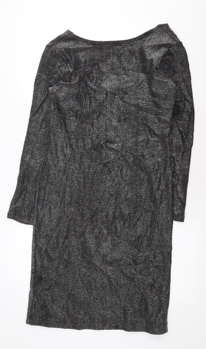 Preworn Womens Silver Nylon Shift Size 16 Scoop Neck Pullover