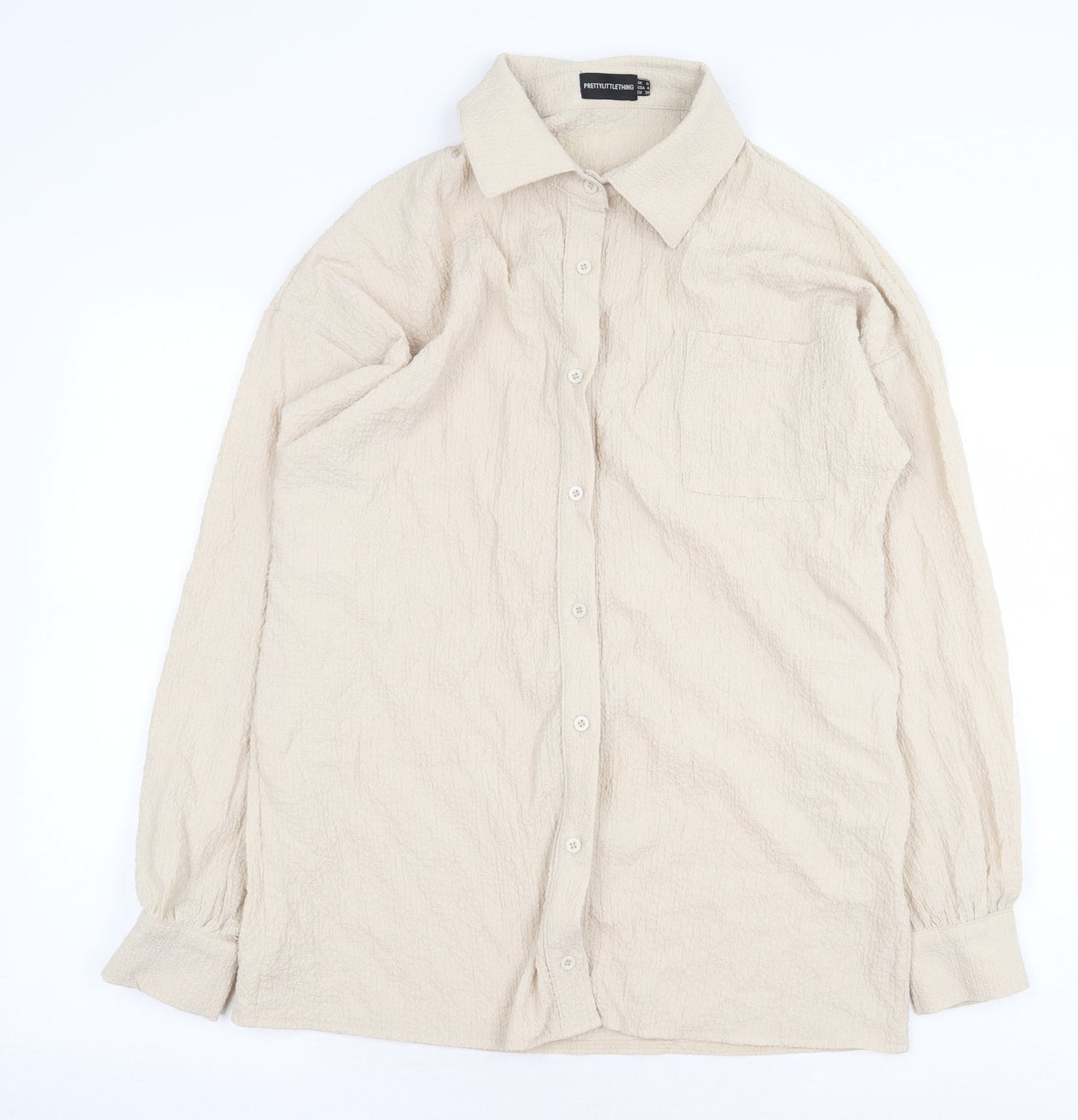 Womens UK Size 8 PRETTYLITTLETHING Beige Basic Button-Up