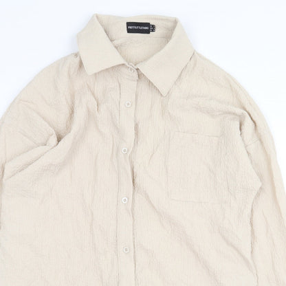 Womens UK Size 8 PRETTYLITTLETHING Beige Basic Button-Up