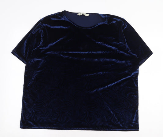 Womens UK Size 20 Isabelle Blue Basic T-Shirt