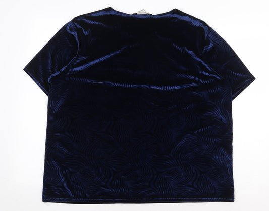 Womens UK Size 20 Isabelle Blue Basic T-Shirt