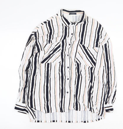 Medicine Womens White Striped Viscose Basic Button-Up Size S V-Neck
