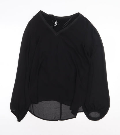 Womens UK Size M Zara Black Basic Blouse