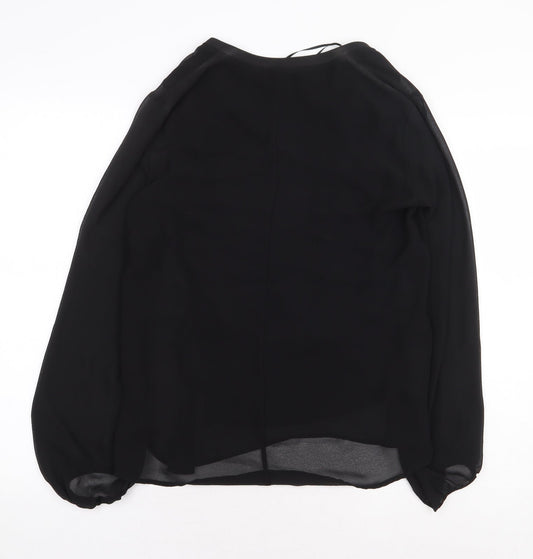 Womens UK Size M Zara Black Basic Blouse