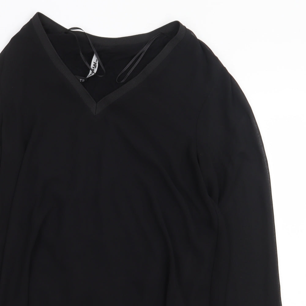 Womens UK Size M Zara Black Basic Blouse