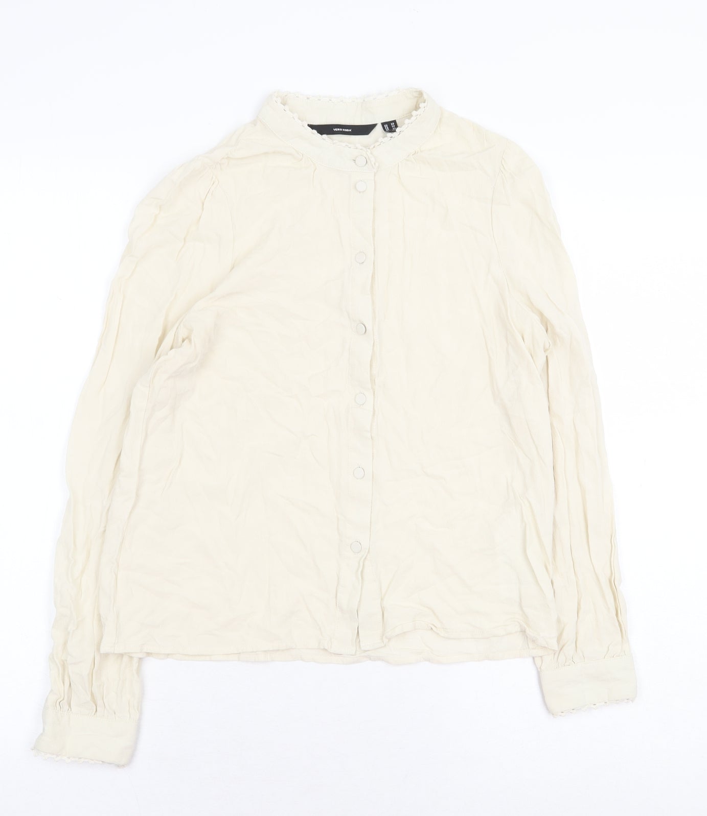 Womens UK Size XS Vera Moda Beige Basic Button-Up