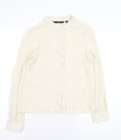 Womens UK Size XS Vera Moda Beige Basic Button-Up