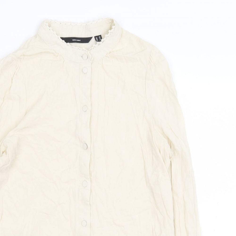Womens UK Size XS Vera Moda Beige Basic Button-Up
