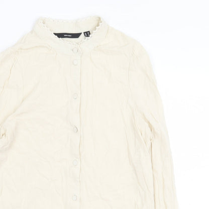 Womens UK Size XS Vera Moda Beige Basic Button-Up
