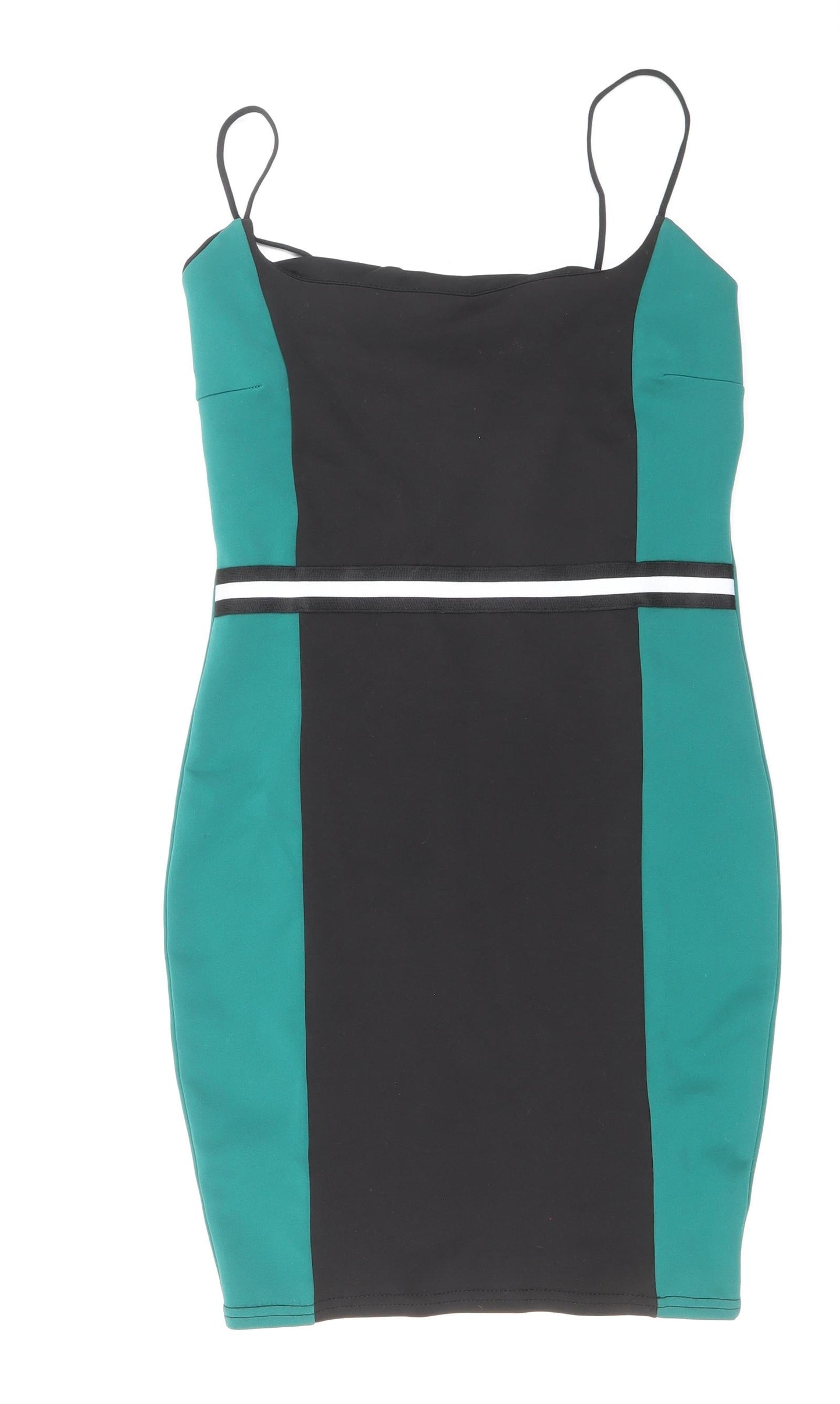 IX LONDON Womens Green Colourblock Polyester Bodycon Size 10 Round Neck Pullover