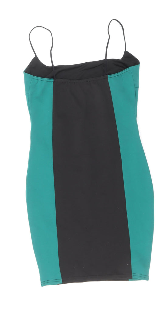 IX LONDON Womens Green Colourblock Polyester Bodycon Size 10 Round Neck Pullover