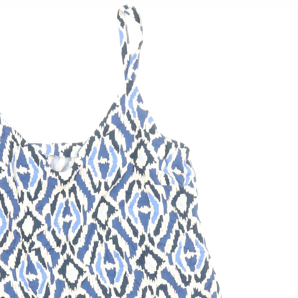 F&F Womens Blue Geometric Viscose Camisole Tank Size 10 V-Neck