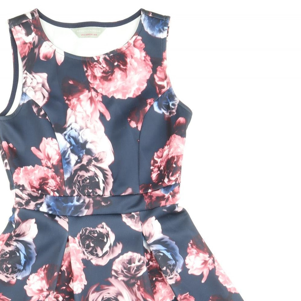 Dorothy Perkins Womens Multicoloured Floral Polyester Fit & Flare Size 6 Round Neck Pullover