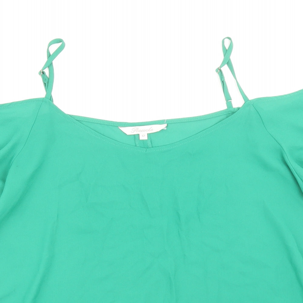 Womens UK Size 12 Peacocks Green Basic Blouse