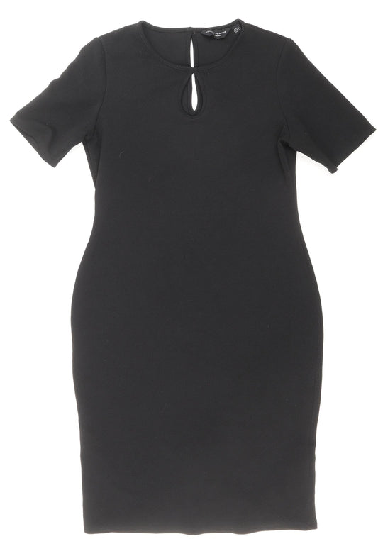 Dorothy Perkins Womens Beige Polyester A-Line Size 14 Round Neck Button