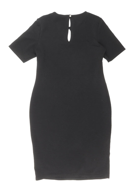 Dorothy Perkins Womens Beige Polyester A-Line Size 14 Round Neck Button