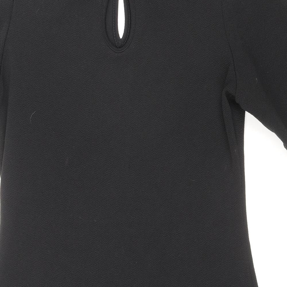 Dorothy Perkins Womens Beige Polyester A-Line Size 14 Round Neck Button