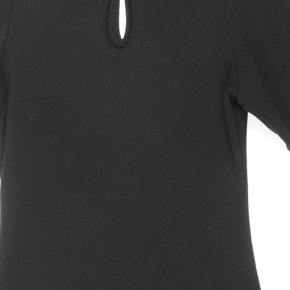 Dorothy Perkins Womens Beige Polyester A-Line Size 14 Round Neck Button