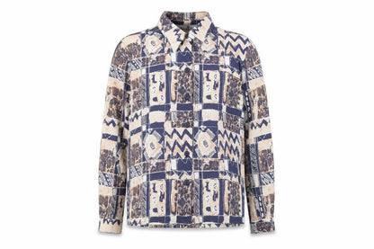 Finnkarelia Womens Multicoloured Geometric Polyester Basic Button-Up Size 8 Round Neck