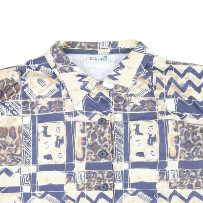 Finnkarelia Womens Multicoloured Geometric Polyester Basic Button-Up Size 8 Round Neck