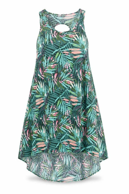 TU Womens Green Floral Viscose A-Line Size S Scoop Neck Pullover