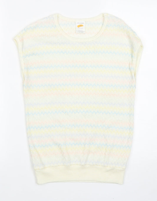 Littlewoods Womens Multicoloured Round Neck Striped Acrylic Vest Jumper Size 10