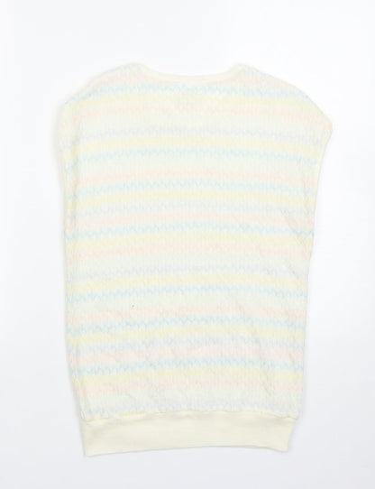 Littlewoods Womens Multicoloured Round Neck Striped Acrylic Vest Jumper Size 10