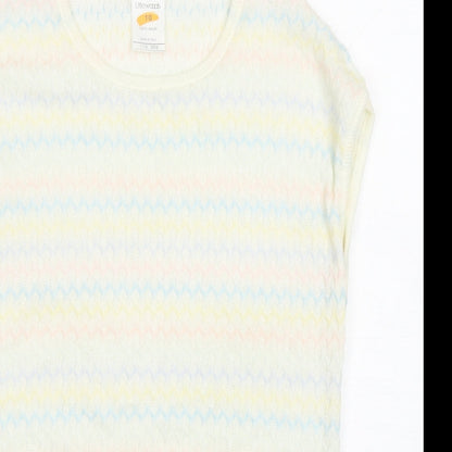 Littlewoods Womens Multicoloured Round Neck Striped Acrylic Vest Jumper Size 10
