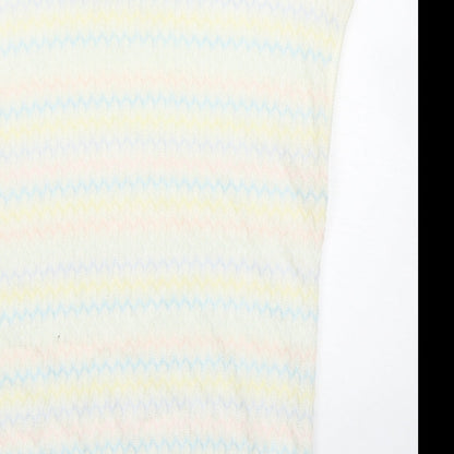 Littlewoods Womens Multicoloured Round Neck Striped Acrylic Vest Jumper Size 10