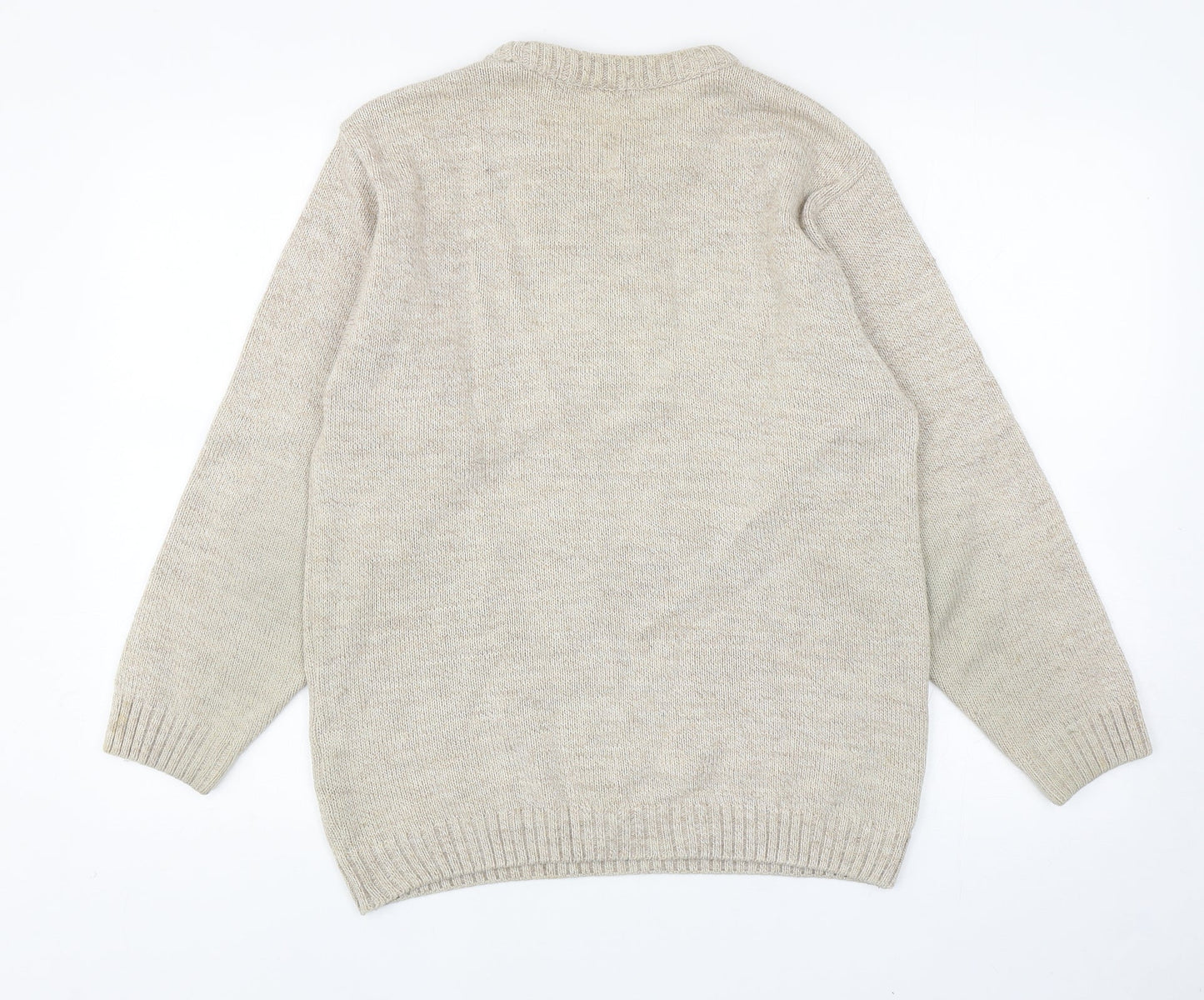 Clubhouse Mens Beige Round Neck Argyle/Diamond Acrylic Pullover Jumper Size S