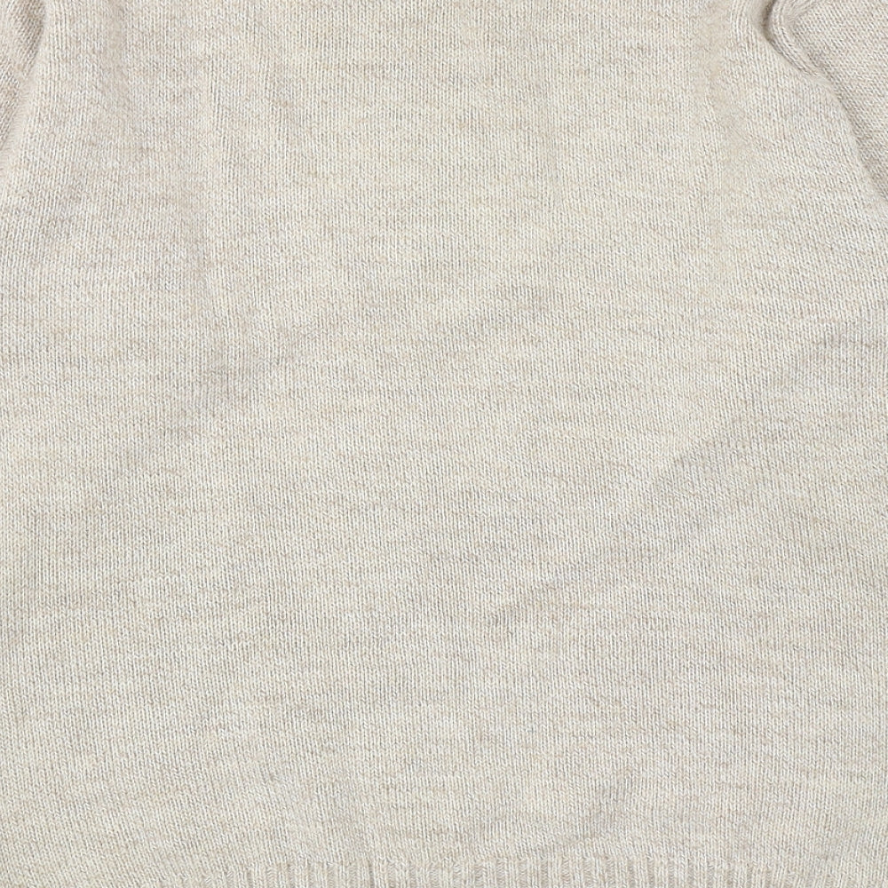 Clubhouse Mens Beige Round Neck Argyle/Diamond Acrylic Pullover Jumper Size S