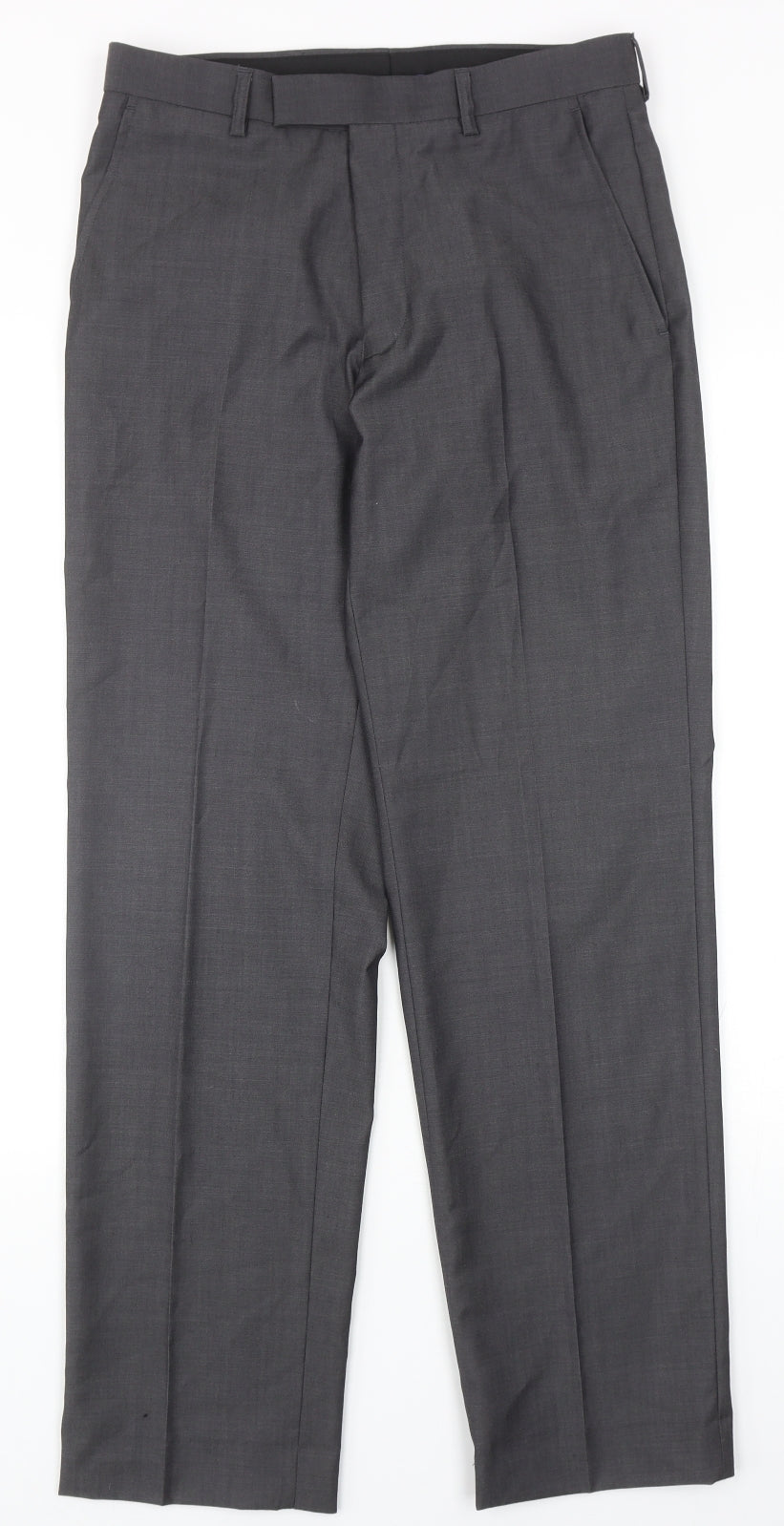 Marks and Spencer Mens Grey Polyester Dress Pants Trousers Size 30 in L31 in Regular Zip
