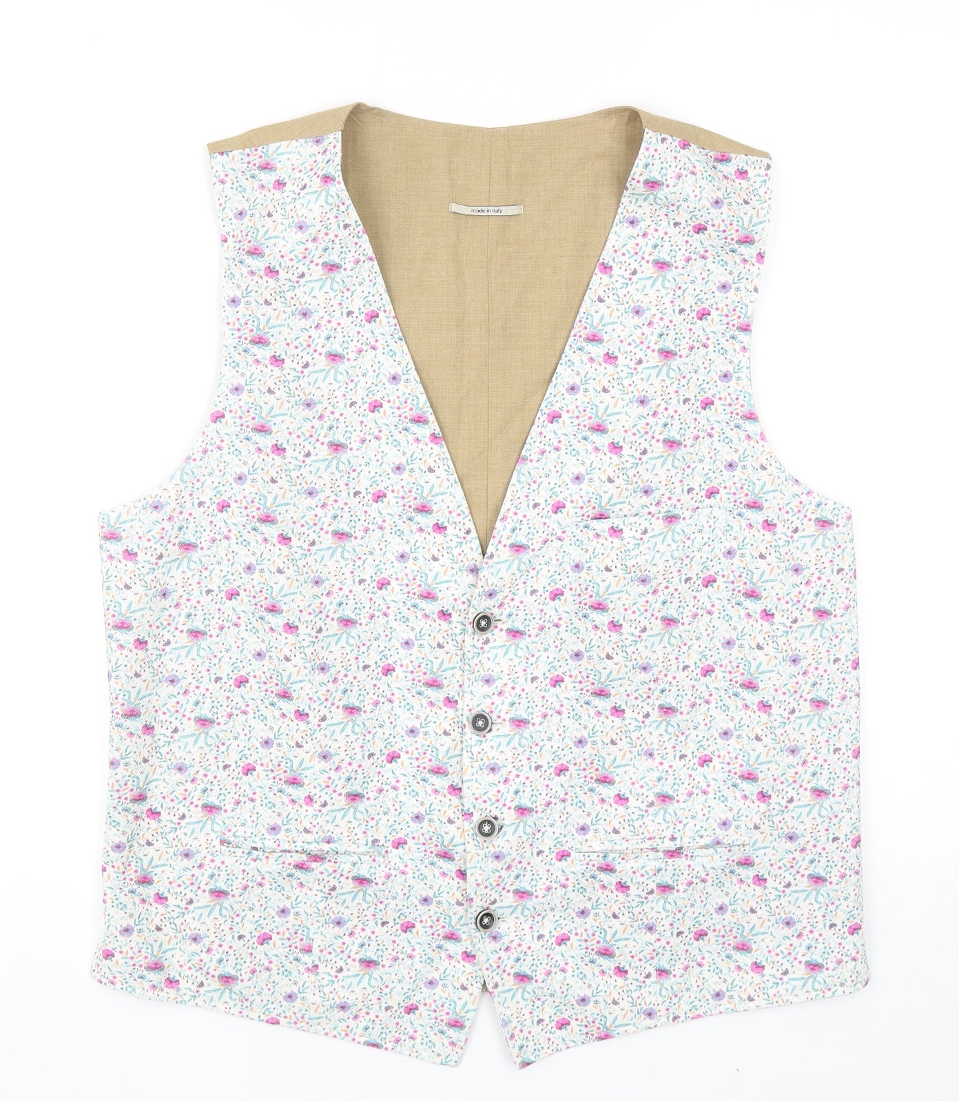 Solio Mens Multicoloured Geometric Cotton Tuxedo Suit Waistcoat Size XL