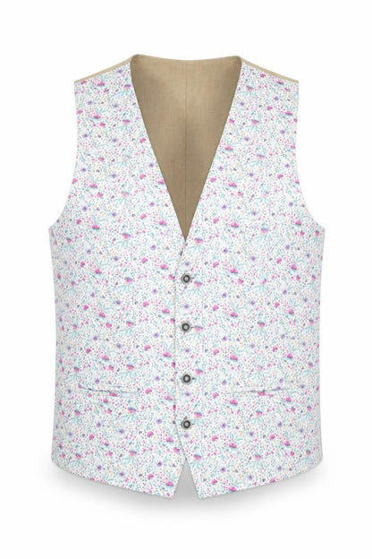 Solio Mens Multicoloured Geometric Cotton Tuxedo Suit Waistcoat Size XL