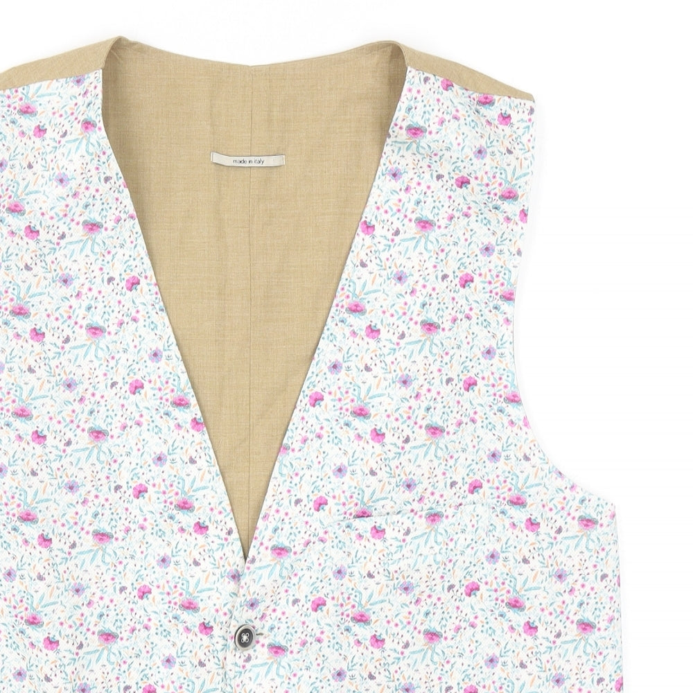 Solio Mens Multicoloured Geometric Cotton Tuxedo Suit Waistcoat Size XL