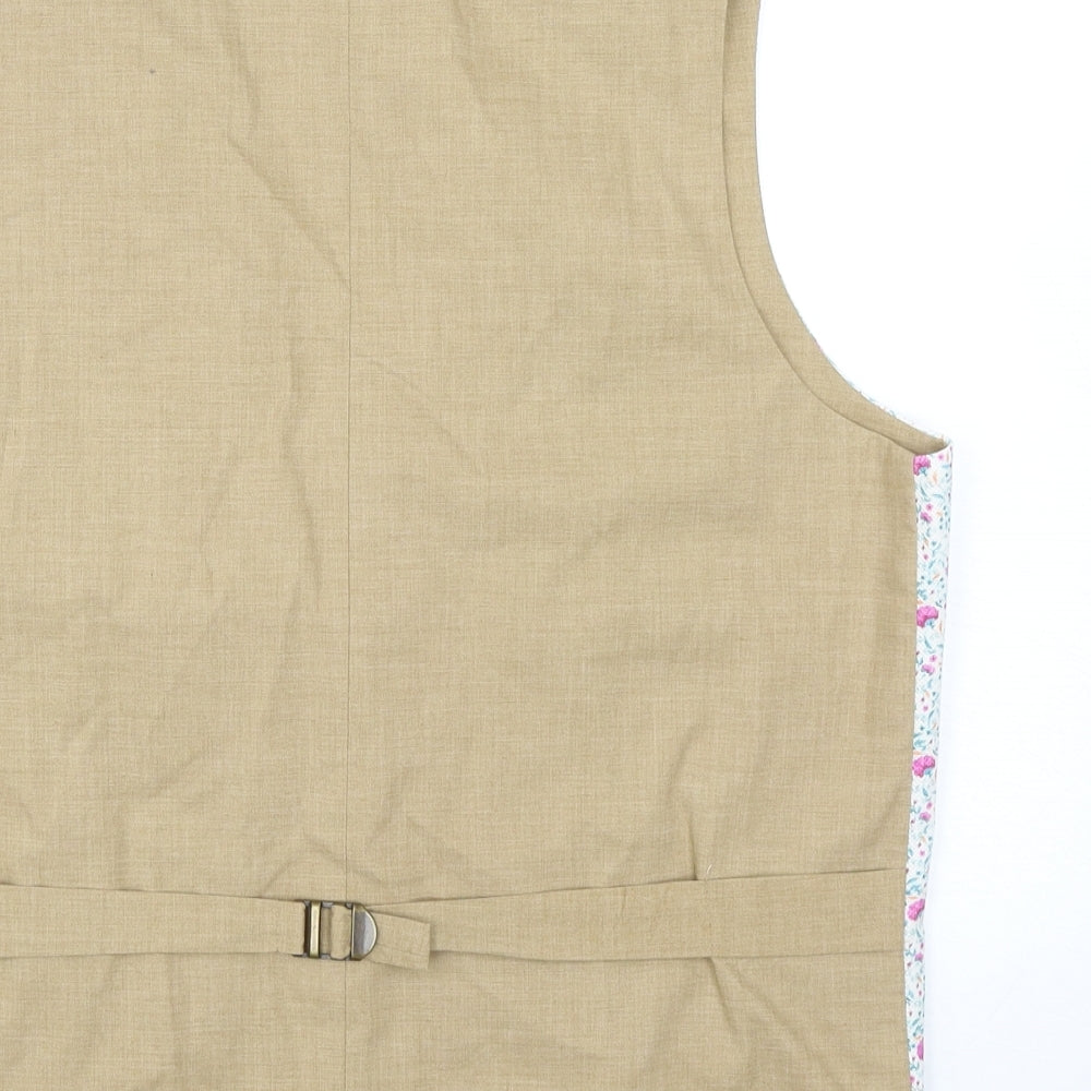 Solio Mens Multicoloured Geometric Cotton Tuxedo Suit Waistcoat Size XL